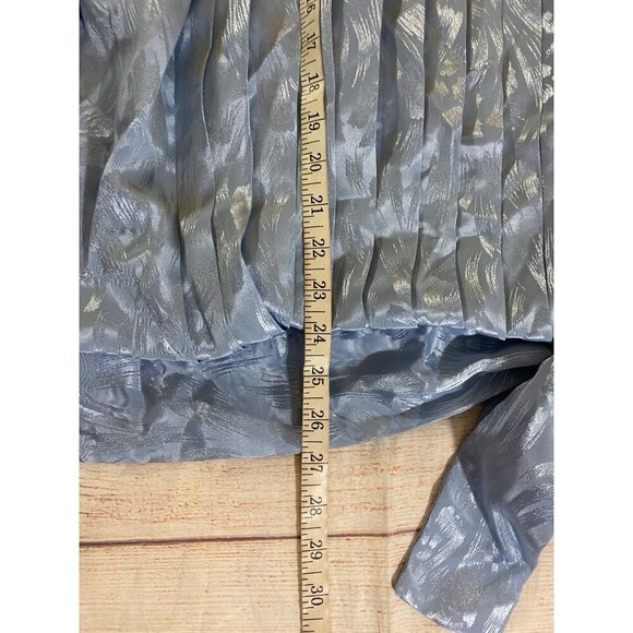 Vintage In The Mood Women's Blue Long Sleeve Pleated Blouse - 18 - Picture 6 of 13